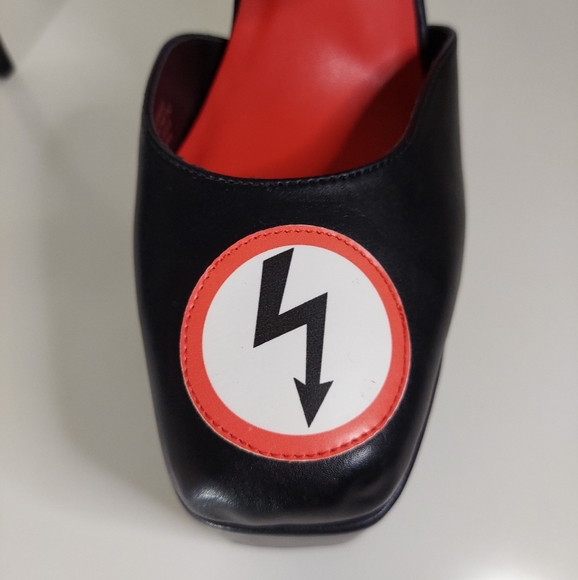 Dolls Kill x Marilyn Manson Black Faux Leather Platform Ankle Strap Heels - Picture 16 of 16